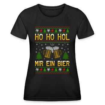Ho Ho Hol mir ein Bier lustige Weihnachten Sprüche - Frauen Funktions-T-Shirt - Schwarz - Vorne - AI Model Female 172 light (172cm)