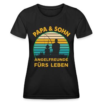 VATER SOHN ANGELFREUNDE FURS LEBEN ANGELN - Frauen Funktions-T-Shirt - Schwarz - Vorne - AI Model Female 172 light (172cm)