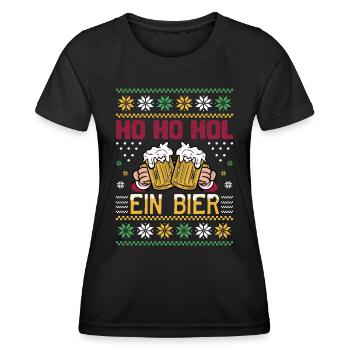 Ho Ho Hol mir ein Bier lustige Weihnachten Sprüche - Frauen Funktions-T-Shirt - Schwarz - Vorne - AI Model Female 172 light (172cm)
