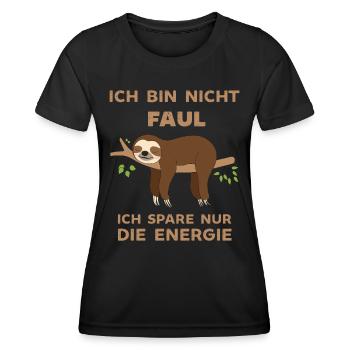 Ich bin nicht Faul ich spare Energie ein Faultier - Frauen Funktions-T-Shirt - Schwarz - Vorne - AI Model Female 172 light (172cm)