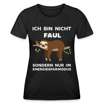 Ich bin nicht Faul ich spare Energie ein Faultier - Frauen Funktions-T-Shirt - Schwarz - Vorne - AI Model Female 172 light (172cm)