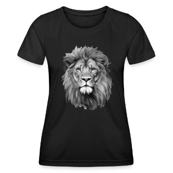 Un portrait du lion du Lion Lion - T-shirt sport Femme - noir - Devant - AI Model Female 172 light (172cm)