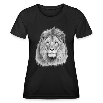 Un portrait du lion du Lion Lion - T-shirt sport Femme - noir - Devant - AI Model Female 172 light (172cm)