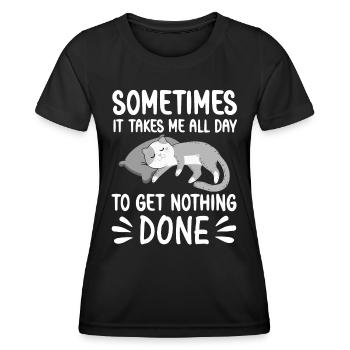 Ne rien faire Chat qui dort drôle Chats Dictons - T-shirt sport Femme - noir - Devant - AI Model Female 172 light (172cm)