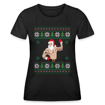 Forme physique du Père Noël fort et musclé - T-shirt sport Femme - noir - Devant - AI Model Female 172 light (172cm)