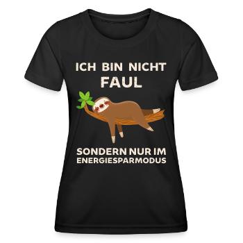 Ich bin nicht Faul ich spare Energie ein Faultier - Frauen Funktions-T-Shirt - Schwarz - Vorne - AI Model Female 172 light (172cm)