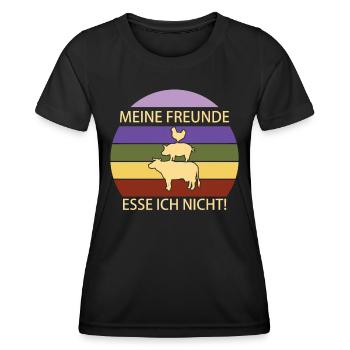 Meine Freunde esse ich nicht Vegane Sprüche - Frauen Funktions-T-Shirt - Schwarz - Vorne - AI Model Female 172 light (172cm)