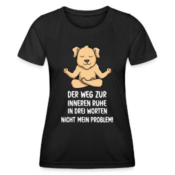 Ein lustiger Yoga und Meditation Hund - Frauen Funktions-T-Shirt - Schwarz - Vorne - AI Model Female 172 light (172cm)