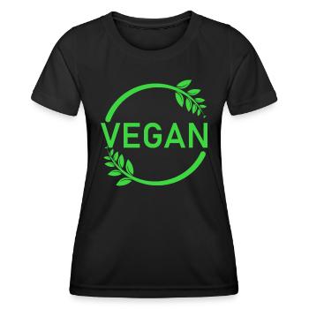 Végétalien avec des feuilles pour les végétaliens et les végétariens - T-shirt sport Femme - noir - Devant - AI Model Female 172 light (172cm)
