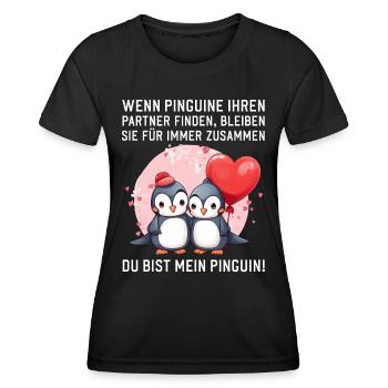 Wenn Pinguine Ihren Partner finden Liebessprüche - Frauen Funktions-T-Shirt - Schwarz - Vorne - AI Model Female 172 light (172cm)