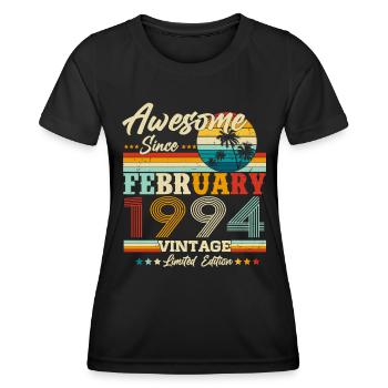 Februar 1994 Jahrgang Geburtstag Retro Geschenk - Frauen Funktions-T-Shirt - Schwarz - Vorne - AI Model Female 172 light (172cm)