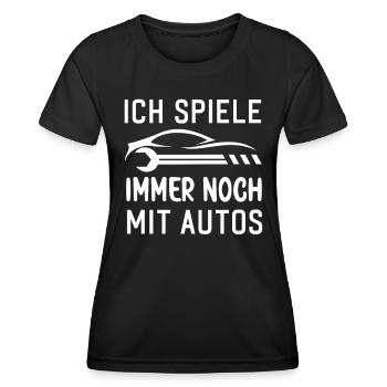 Ich spiele immer noch mit Autos KFZ Auto Sprüche - Frauen Funktions-T-Shirt - Schwarz - Vorne - AI Model Female 172 light (172cm)