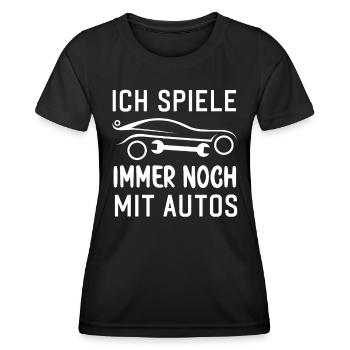 Ich spiele immer noch mit Autos KFZ Auto Sprüche - Frauen Funktions-T-Shirt - Schwarz - Vorne - AI Model Female 172 light (172cm)