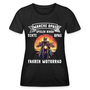 Echte Opas fahren Motorrad lustige Opa Sprüche - Frauen Funktions-T-Shirt - Schwarz - Vorne - AI Model Female 172 light (172cm)