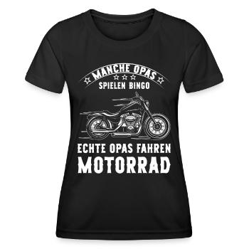 Some grandpas play cards, real grandpas drive engine - Women's Functional T-Shirt - black - Front - AI Model Female 172 light (172cm)