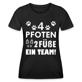 Vier Pfoten zwei Füße ein Team Hunde Sprüche - Frauen Funktions-T-Shirt - Schwarz - Vorne - AI Model Female 172 light (172cm)
