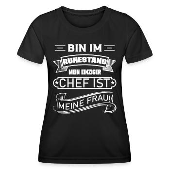 Ich bin im Ruhestand mein einziger Chef ist Frau - Frauen Funktions-T-Shirt - Schwarz - Vorne - AI Model Female 172 light (172cm)
