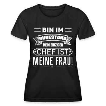 Ich bin im Ruhestand mein einziger Chef ist Frau - Frauen Funktions-T-Shirt - Schwarz - Vorne - AI Model Female 172 light (172cm)