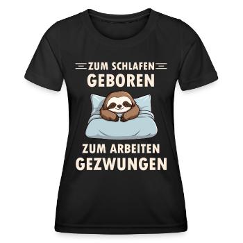 Zum schlafen geboren ein lustiger Faultier schläft - Frauen Funktions-T-Shirt - Schwarz - Vorne - AI Model Female 172 light (172cm)