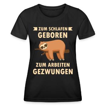 Zum schlafen geboren ein lustiger Faultier schläft - Frauen Funktions-T-Shirt - Schwarz - Vorne - AI Model Female 172 light (172cm)