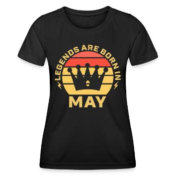 Les légendes naissent au mois de l’anniversaire du mois de mai - T-shirt sport Femme - noir - Devant - AI Model Female 172 light (172cm)