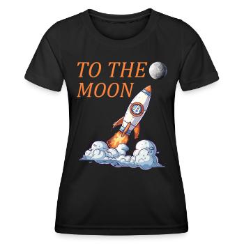 Bitcoin Rocket to the Moon - Frauen Funktions-T-Shirt - Schwarz - Vorne - AI Model Female 172 light (172cm)