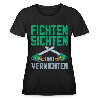 Fichten sichten und vernichten lustige Holzfäller - Frauen Funktions-T-Shirt - Schwarz - Vorne - AI Model Female 172 light (172cm)
