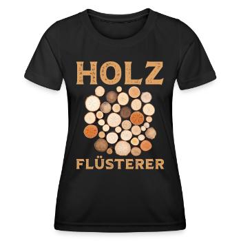 Ich bin ein Holzflüsterer mit Baumstämmen Holz - Frauen Funktions-T-Shirt - Schwarz - Vorne - AI Model Female 172 light (172cm)