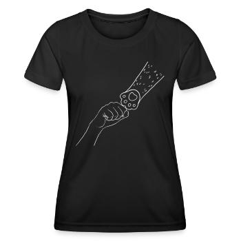Une main humaine et une patte de chien - T-shirt sport Femme - noir - Devant - AI Model Female 172 light (172cm)