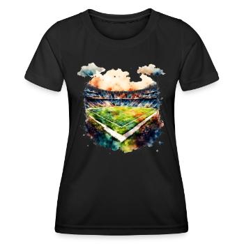 Stade de football dans le stade de Fussball à l’aquarelle - T-shirt sport Femme - noir - Devant - AI Model Female 172 light (172cm)