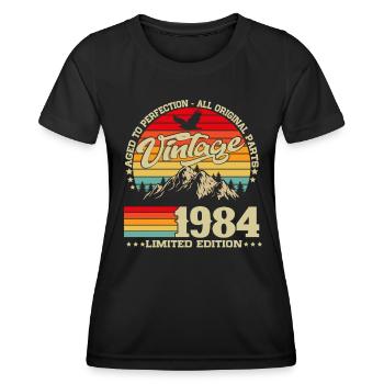Vintage 1984 Vintage Birthday Gift Retro - Women's Functional T-Shirt - black - Front - AI Model Female 172 light (172cm)