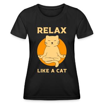 Relax like a cat Yoga funny Cats - Women's Functional T-Shirt - black - Front - AI Model Female 172 light (172cm)