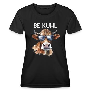 Lustige Kuh Gesicht mit der Brille be Kuhl - Frauen Funktions-T-Shirt - Schwarz - Vorne - AI Model Female 172 light (172cm)