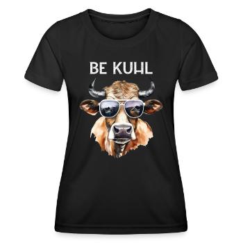 Lustige Kuh Gesicht mit der Brille be Kuhl - Frauen Funktions-T-Shirt - Schwarz - Vorne - AI Model Female 172 light (172cm)