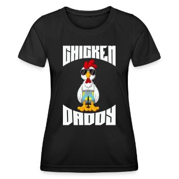 Un drôle de papa poulet avec des lunettes de soleil - T-shirt sport Femme - noir - Devant - AI Model Female 172 light (172cm)