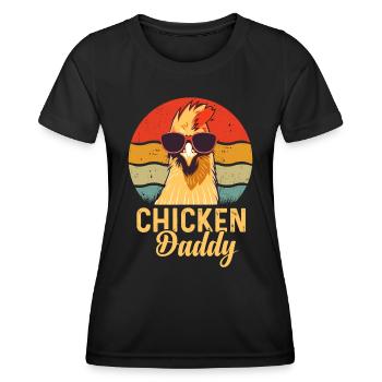 Un drôle de papa poulet avec des lunettes de soleil - T-shirt sport Femme - noir - Devant - AI Model Female 172 light (172cm)