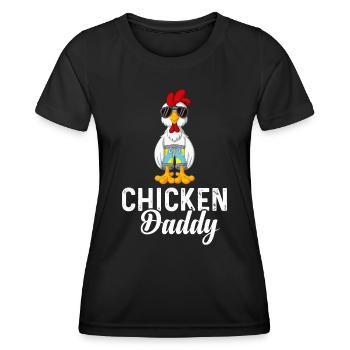 Un drôle de papa poulet avec des lunettes de soleil - T-shirt sport Femme - noir - Devant - AI Model Female 172 light (172cm)