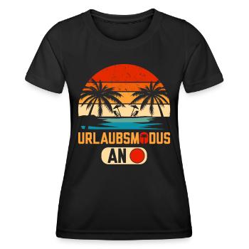 Urlaubsmodus an lustige Urlaub Sprüche - Frauen Funktions-T-Shirt - Schwarz - Vorne - AI Model Female 172 light (172cm)