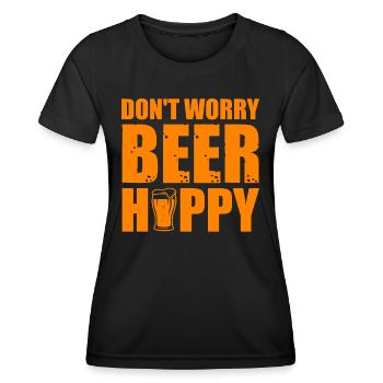 Don't WorryBeer Happy funny Beer Quotes - Women's Functional T-Shirt - black - Front - AI Model Female 172 light (172cm)