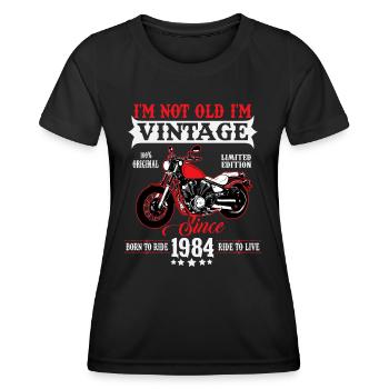 1984 Vintage Anniversaire Moto Vintage - T-shirt sport Femme - noir - Devant - AI Model Female 172 light (172cm)