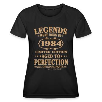 Legenden wurden 1984 geboren - Frauen Funktions-T-Shirt - Schwarz - Vorne - AI Model Female 172 light (172cm)