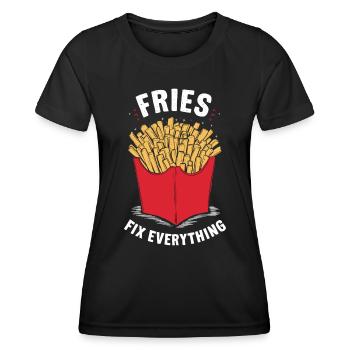 Fries Fix Everything - Women's Functional T-Shirt - black - Front - AI Model Female 172 light (172cm)