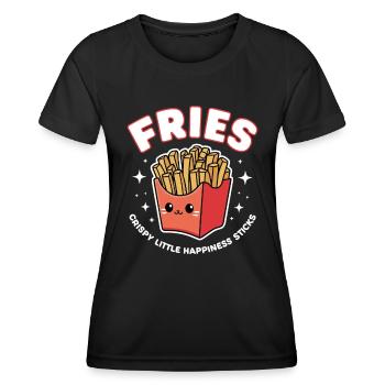 Frittierte Pommes Kartoffel Stäbchen Fast Food - Frauen Funktions-T-Shirt - Schwarz - Vorne - AI Model Female 172 light (172cm)