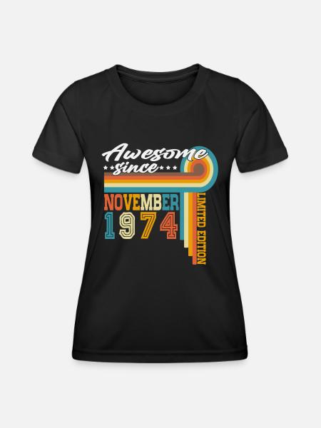 November 1974 Jahrgang Retro Geburtstag Geschenk - Frauen Funktions-T-Shirt - Schwarz