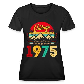 Retro Vintage Limited Edition Born in 1975 - Frauen Funktions-T-Shirt - Schwarz - Vorne - AI Model Female 172 light (172cm)