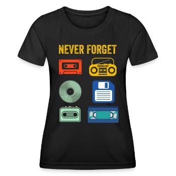 Never Forget Retro electronic devices Vintage - Frauen Funktions-T-Shirt - Schwarz - Vorne - AI Model Female 172 light (172cm)