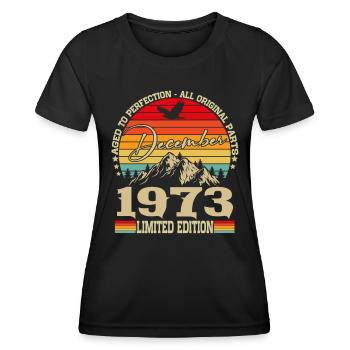 Vintage December 1973 Vintage Retro Birthday - Women's Functional T-Shirt - black - Front - AI Model Female 172 light (172cm)