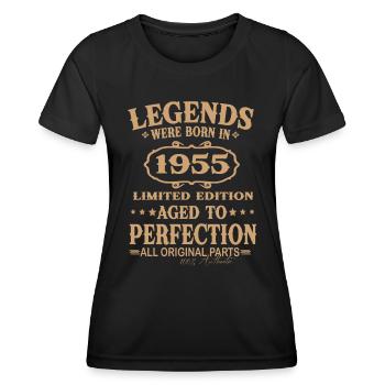 Des légendes sont nées en 1955 - T-shirt sport Femme - noir - Devant - AI Model Female 172 light (172cm)