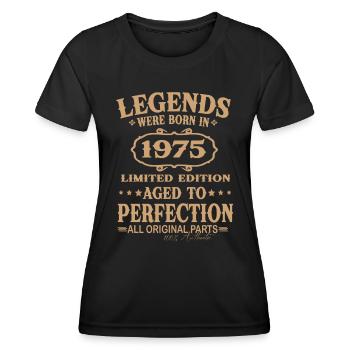 Des légendes sont nées en 1975 - T-shirt sport Femme - noir - Devant - AI Model Female 172 light (172cm)