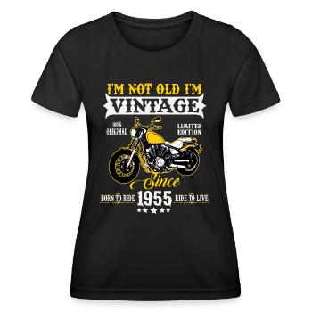 1955 Jahrgang Geburtstag Vintage Motorrad - Frauen Funktions-T-Shirt - Schwarz - Vorne - AI Model Female 172 light (172cm)